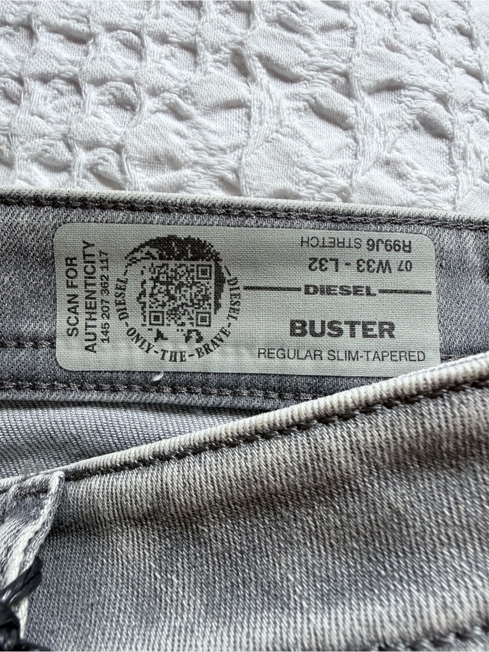 Diesel Buster Slim Tapered Jeans R99J6 Grey Stretch Men's W33 L32 NWT - Picture 4 of 16